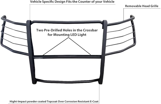 Black Horse Off Road Grille Guard Modular Black Compatible with 2019-2021 Chevrolet Silverado 1500/2022 Chevrolet Silverado 1500 LTD (Excl. 2019 Silverado 1500 LTD)-17GT29MA