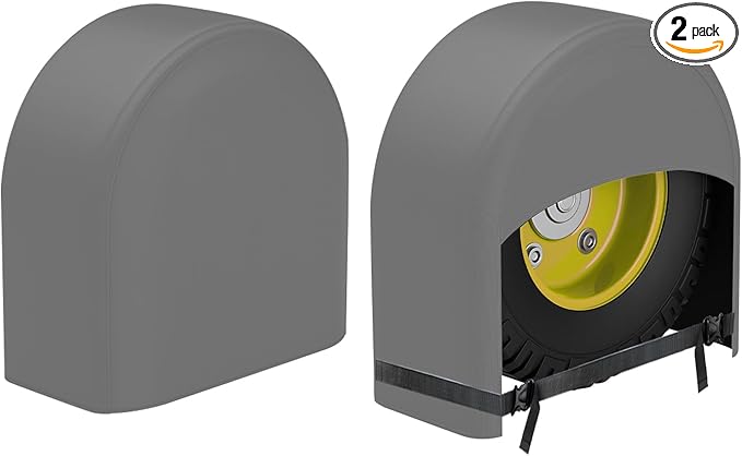 K-Musculo RV Tire Covers 2-Pack, Waterproof Wheel Covers for RV Wheel Travel Trailer Camper Truck SUV, Fit 19-22 Inch Tire Diameter (Gray)