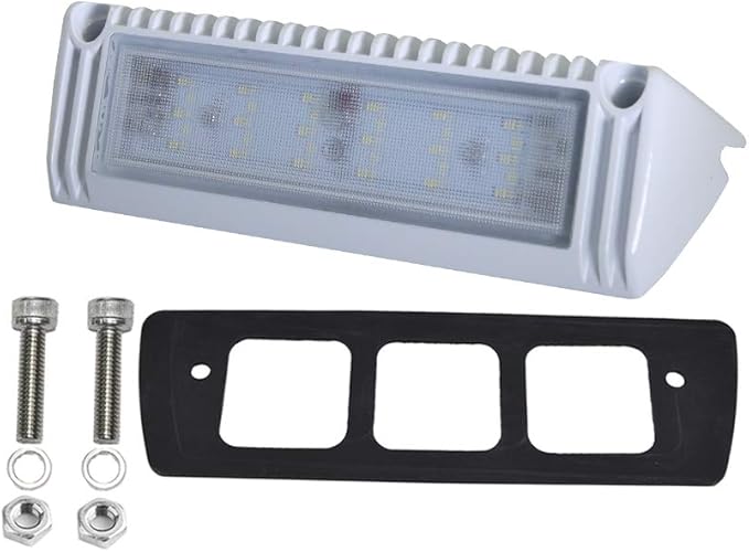 Raycharm 9" RV & Boat Exterior LED Scene Lighting Fixture, 40° Down Angle Flood Beam, 6000K Cool-White, 12V/24V DC, High Lumen Output Low Current Draw, Waterproof White Finish, 1-Pack