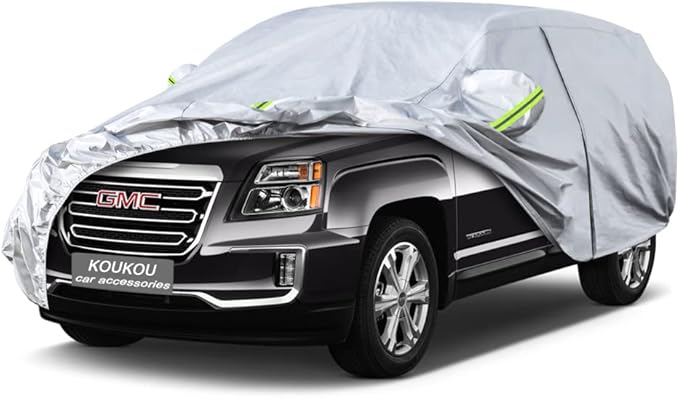Koukou 6 Layers Car Cover Custom Fit GMC Terrain from 2010 to 2025, Waterproof Car Cover All Weather for Automobiles Outdoor Indoor with Zipper Door, Sun Rain Dust Snow Protection.