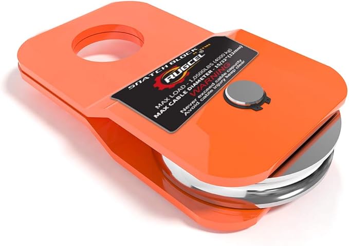RUGCEL WINCH 4.8T Heavy Duty Recovery Winch Snatch Block,10500lb Capacity (Orange),Towing Pulley System for Synthetic Rope or Steel Cable