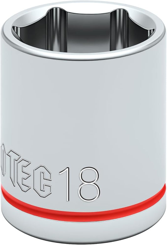 6-Point Shallow Impact Socket, 3/8-Inch Drive 18mm inch Socket, CR-V Drive Socket for Auto Repairing and Household