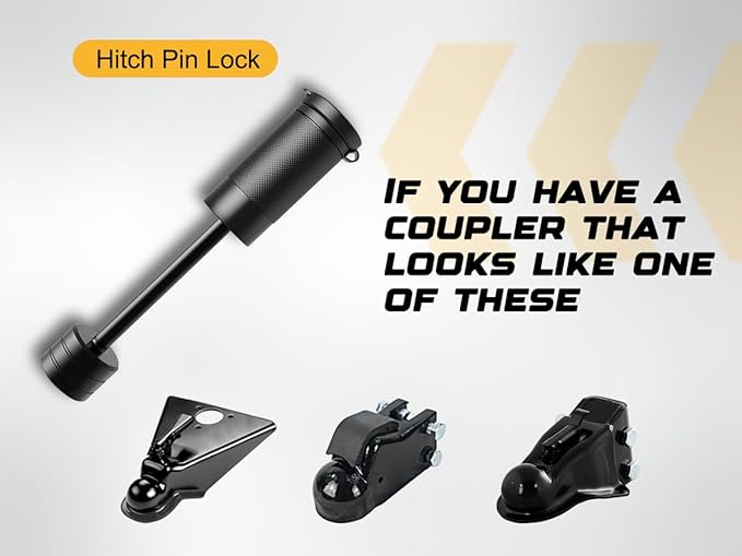 RETRUE Trailer Tongue Coupler Lock, Dia 1/4 Inch, 3-1/2 Inch Span Trailer Latch Lock for Latch-Type Coupler, Tow Boat RV Truck Car's Black (1 Pack)