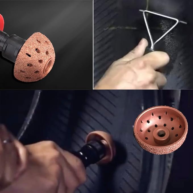 Tire Wheel Repair Patch Tools Kit Tire Buffer Wheels 55mm Tungsten Steel Buffing Wheel with Tire Patch Roller Scraping Cutter for Car Tire Grinding Polishing Accessories Kit