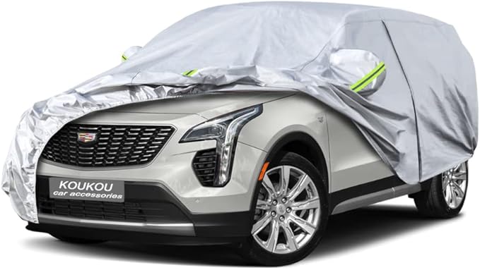 Koukou 6 Layers Car Cover Custom Fit Cadillac XT4 from 2018 to 2025, Waterproof All Weather for Automobiles, Sun Rain Dust Snow Protection. (Ships from US Warehouse, Arrive Within 3-7 Days)