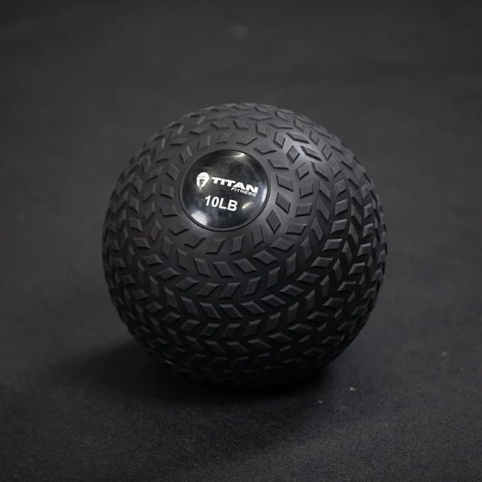 Titan Fitness Rubber Tread Slam Ball, Dead Bounce, Weight Workout - Throw, Catch, Slam, Twist