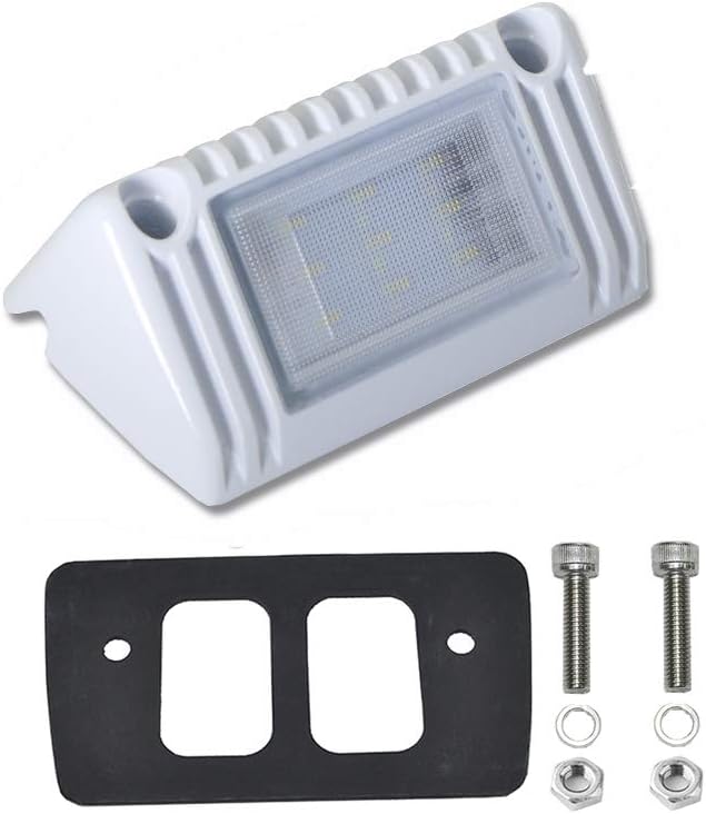 Raycharm 5" RV & Boat Exterior LED Work Lighting Fixture, 40° Down Angle Flood Beam, 6000K Cool-White, 12V/24V DC, High Lumen Output Low Current Draw, Waterproof White Finish, 1-Pack