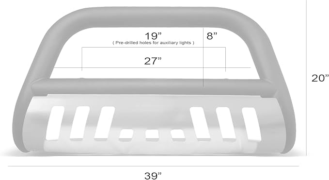 Armordillo 8705230 Classic Series Bull Bar - Matte Black with Aluminum Skid Plate Fits 2019-2021 Chevy Silveardo/GMC Sierra 1500