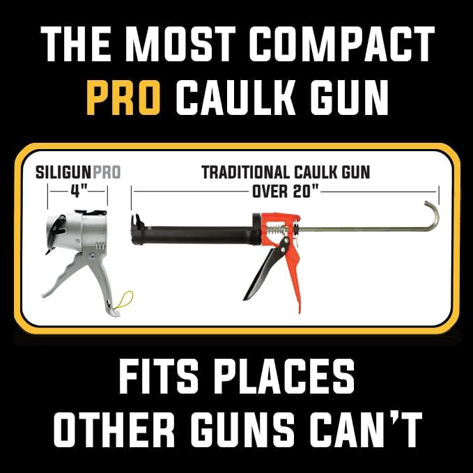 SILIGUN™ PRO Compact 24:1 Caulking Gun - No Drip Caulk Gun - Patent Design - Lightweight Aluminum Frame - Works with all 10 oz Tubes (SILIGUN PRO)