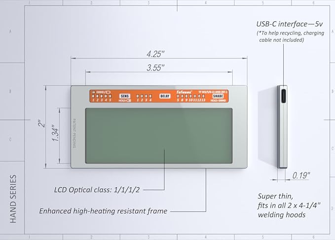 Tefuawe 2x4 1/4 Gold Automatic Welding Lens, 2 Amp TIG Rating, Variable Shade with Multiple Settings, For Stick Mig Tig