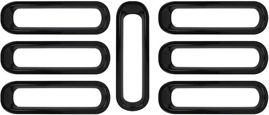 7Pcs Front Grille Inserts Guard for Jeep Wrangler JK 2007-2017 Black Front Mesh Grille Cover Guard Clip-in Trim Cover