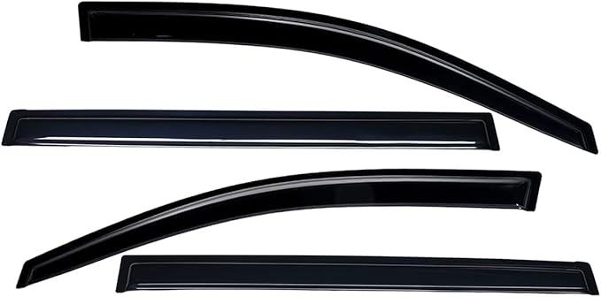 Lightronic Extra Durable Outside-Mount Auto Vent Window Visor, Fits 2008-2013 Toyota Highlander, UV Protection Rain Guard, Original Wind Deflector, No-Drill Easy Install, Dark Smoke, 4-Pcs