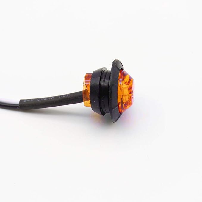 KEING Mini Small Round 3/4 Inch 12V Amber LED Button Clearance Lamp Universal Side Marker Indicator Lights Waterproof Marine Truck Trailer Bus ATV RV Lorry Van Caravan