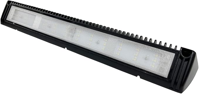 RV LED Porch Exterior Utility Lights, 18 inch Down Angle Flood Beam Awning Light, 3000K Warm-White 12V/24V DC 3600 Lumen, Black Finish Aluminum Housing, for RVs Trailers Campers, 1 Pack