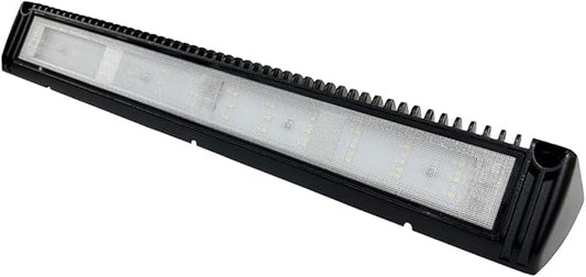 RV LED Porch Exterior Utility Lights, 18 inch Down Angle Flood Beam Awning Light, 3000K Warm-White 12V/24V DC 3600 Lumen, Black Finish Aluminum Housing, for RVs Trailers Campers, 1 Pack