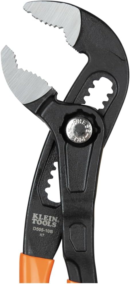 Klein Tools D5052BKIT 2-Piece Adjustable Pliers, Quick-Adjust Klaw Pump Pliers Set, 7-Inch and 10-Inch, Compact Design with V-Jaw and Hardened Teeth for Maximum Torque