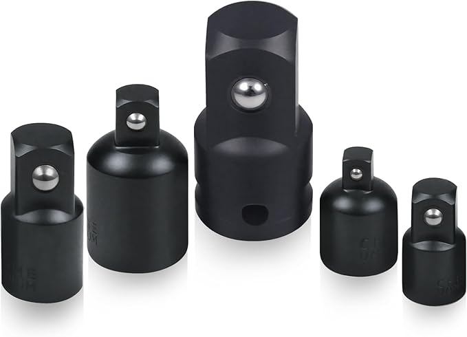 Utoolmart 5 Piece Impact Socket Adapter Set, 1/4" - 3/8" - 1/2" - 3/4" Impact Driver Conversions Conversion Kit & Socket Reducer, Locking Socket Adapter Set, Cr-Mo