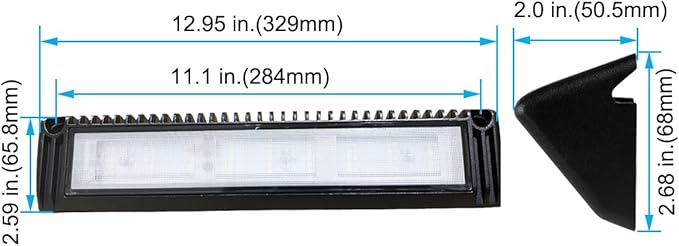 13 Inch LED RV Lights Exterior, Camper Porch Light, 12V/24V DC 6000K Cool White, Down Angle Flood Beam, for Truck Boat Trailer, Black Finish Aluminum Housing, 1 Pack