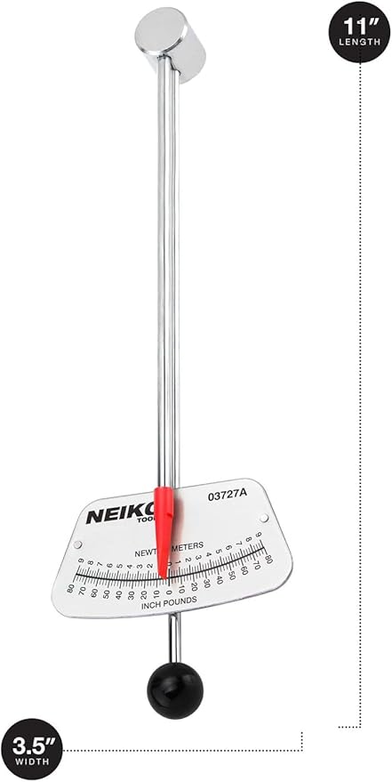 Neiko 03727A 1/4-Inch-Drive Beam Torque Wrench, SAE and MM Bicycle and Automotive Wrench, Reads in 0–80 Inches/Pounds and 0–9 Newton/Meter Increments