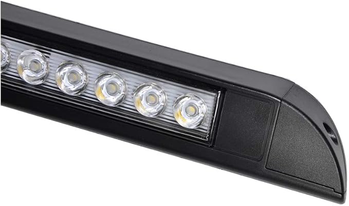 Raycharm 10" RV Camper LED Awning Porch Utility Light Fixture, 40° Down Angle Beam, 6000K Cool-White, 12V/24V DC, High Light-Output Low Ampere Draw, Aluminum Housing Black Finish, 2-Pack