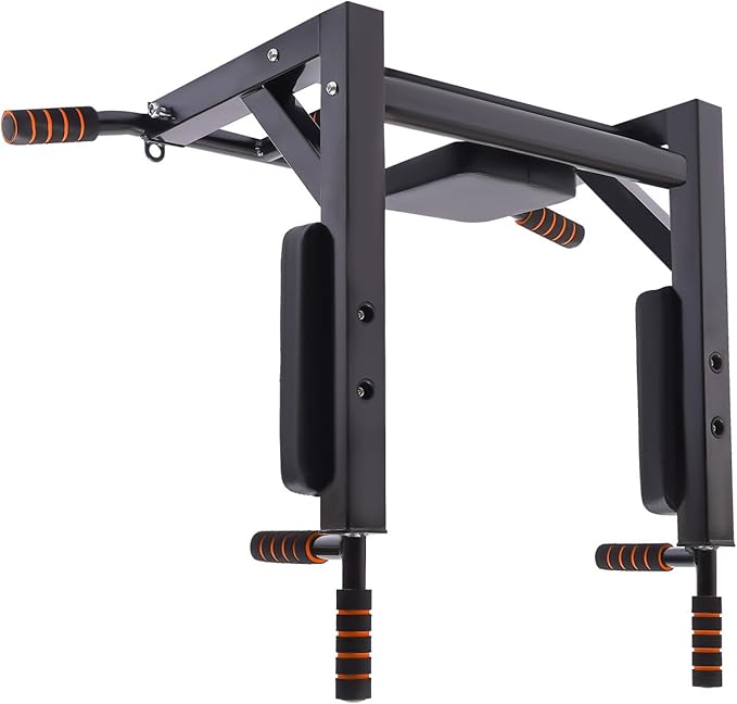 Wall Mounted Pull Up Bars, Supports to 440 Lbs, Multifunctional Dip Station, Strength Training Pull-Up Bars for House, Office, Gym