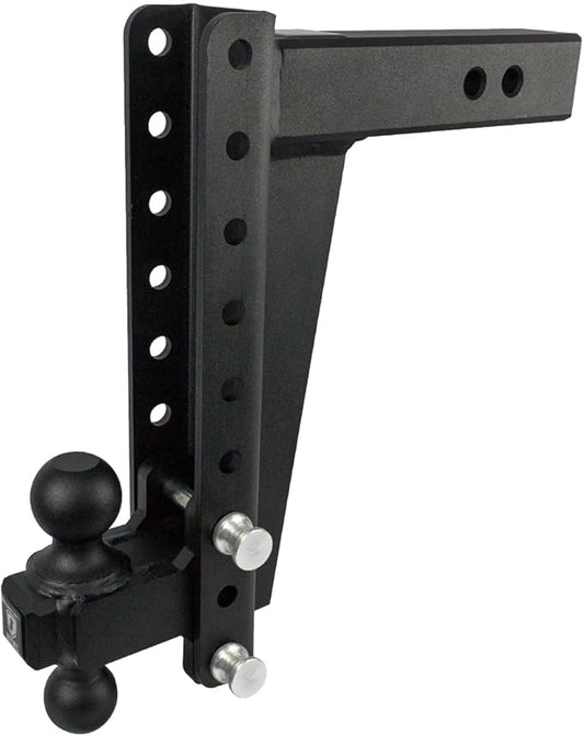BulletProof Hitches - 2.5" Adjustable Heavy Duty Trailer Hitch (22,000 lb. Rating) - 12" Drop/Rise Trailer Hitch with 2" & 2-5/16" Dual Ball - Powder Coat, Solid Steel, Corrosion-Resistant