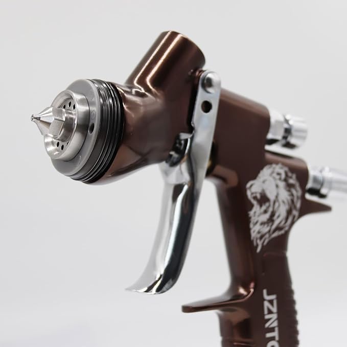 TE20 HVLP Air Spray Gun 1.3mm Nozzles, Car Paint Gun Sprayer,Forged Body, Anodised Finish，Paint Gun for Varnish and Top Coat, with Paint Sprayer Accessories (Brown)