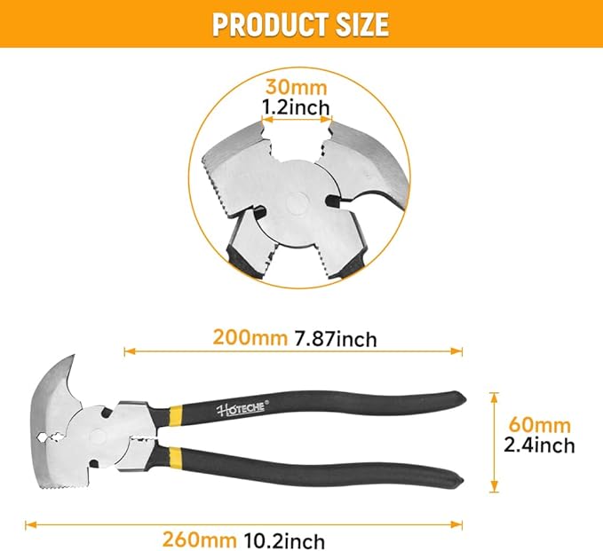 Hoteche 10.5 Inch Fencing Pliers Cr-V Steel Multi-Purpose Fence Tool Heavy Duty Hammerhead Pliers