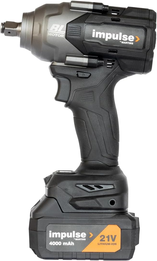 Impulse 1/2" Cordless Impact Wrench Kit with Two 21V Lithium-ion Batteries Included, Hight-torque 797 ft-lb, Charger, 3-Speed, Brushless Motor-type, Design for Heavy-duty Applications