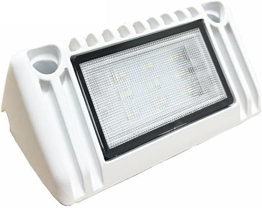 RV LED Porch Exterior Utility Lights, 5 inch Down Angle Flood Beam Awning Light, 3000K Warm-White 12V/24V DC 900 Lumen, White Finish Aluminum Housing, for RVs Trailers Campers, 1 Pack