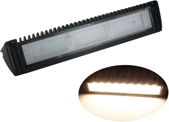 Raycharm 13" Exterior LED Flood Light Fixture, 40° Down Angle Beam, 3000K Warm-White, 12V/24V DC, High Lumen Output Low Current Draw, Aluminum Housing Black Finish for RV Camper, 1-Pack