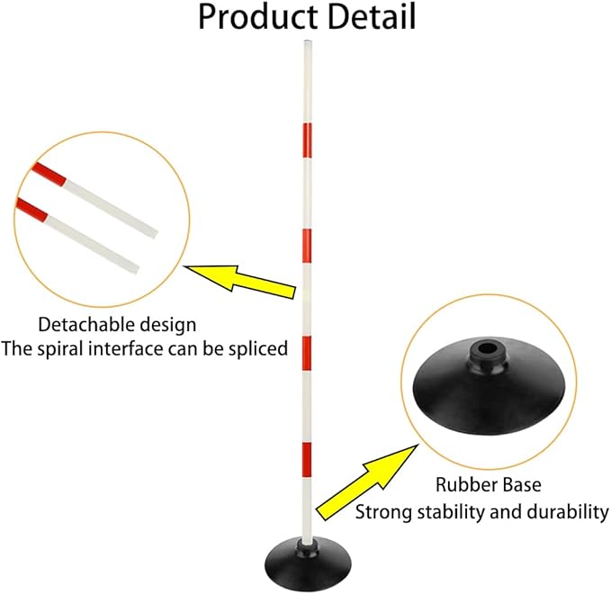 Red-White Soccer Agility Pole Set Rubber Base Dribbling Stick Traffic Warning Sign Pole Multifunctional Training Pole