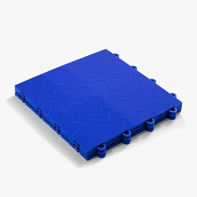FlooringInc's Nitro 12"x12" Snap-Together Garage Flooring Tiles, Non-Slip Interlocking Plastic Garage Floor Mat, Garage Organization & Garage Storage, Diamond Pattern, Shelby Blue, 12 Tiles, 12 Sq/Ft