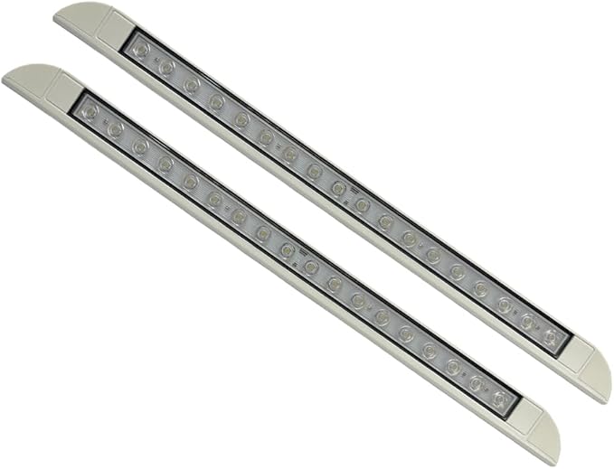 20 Inch RV LED Awning Porch Light Fixture, Down Angle Flood Beam Exterior Lights 6000K Cool White Low Current Draw 12V/24V DC, Plastic Housing White Finish, for Camper Truck Trailer, 2 Pack