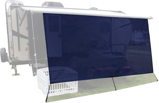 Tentproinc RV Awning Sun Shade Screen 7' X 12' 3''(Fit for 13' Awning) Mesh Sunshade for Motorhome Camping Trailer Awning Screenshade Block UV Glare Sunblocker - 3 Year Warranty (Navy Blue)
