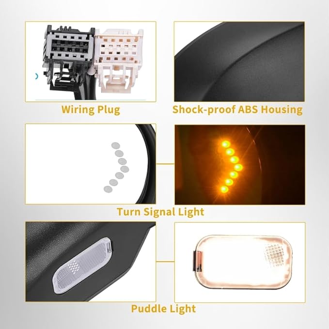 DWVO Passenger Side Power Heated Mirror for 2007-2013 Chevy Silverado & GMC Sierra, 2014 2500HD/3500HD, Tahoe, Suburban, Avalanche, Yukon XL Denali with LED Turn Signal, Telescoping & Manual Folding