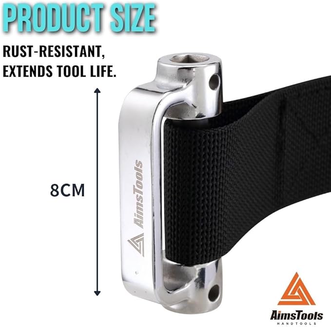 Large Nylon Heavy Duty Strap Oil Filter Wrench Up to 9"(229mm), Fits into Tight Areas, Universal Oil Filter Removal Tool No Slipping for Engine Filters, Conduit, Fittings