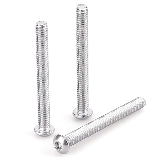 1/4-20 x 2-1/4" Button Head Socket Cap Bolts Screws, 304 Stainless Steel 18-8, Allen Hex Drive, Bright Finish, Fully Machine Thread, Pack of 15