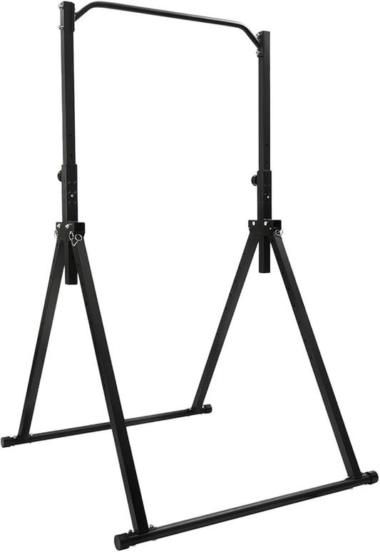 Pull Up Station, Triangular Power Tower Foldable Pull Up Bar Station, Height Adjustable Multi-Function Tower Workout Dip Stand for Home Gym Strength Training Equipment