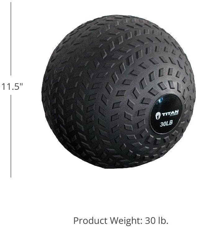 Titan Fitness Rubber Tread Slam Ball, Dead Bounce, Weight Workout - Throw, Catch, Slam, Twist