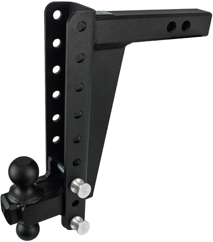 BulletProof Hitches - 2.0" Adjustable Heavy Duty Trailer Hitch (22,000 lb. Rating) - 12" Drop/Rise Trailer Hitch with 2" & 2-5/16" Dual Ball - Powder Coat, Solid Steel, Corrosion-Resistant