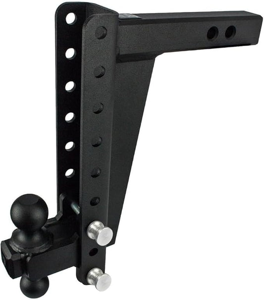 BulletProof Hitches - 2.0" Adjustable Heavy Duty Trailer Hitch (22,000 lb. Rating) - 12" Drop/Rise Trailer Hitch with 2" & 2-5/16" Dual Ball - Powder Coat, Solid Steel, Corrosion-Resistant