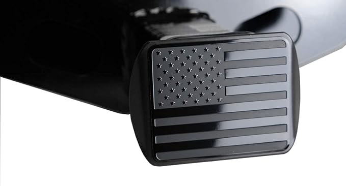 eVerHITCH USA Stainless Steel Flag Emblem Metal Hitch Cover with Pin Bolt (Fits 2" Receivers, Black)