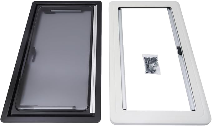 900 × 500 mm(35.4 × 19.7In) RV Caravan Camper Windows Replacement, Top Hinged Push Out Window Trailer External Push Window RV Trailer Vent Hatch Skylight