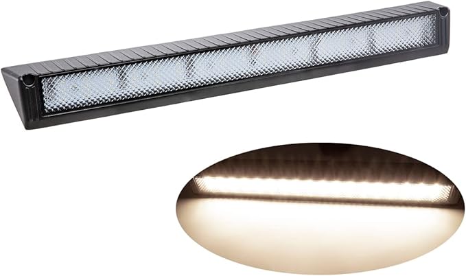 Raycharm 22.4" RV Exterior LED Porch Light Fixture, 40° Down Angle Flood Beam, 3000K Warm-White, 12V/24V DC, High Lumen Output Low Current Draw, Aluminum Housing Black Finish, 1-Pack