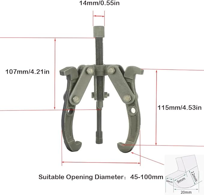 3 Jaw-4" Gear Puller,3 Jaw Puller for Pulley Gear Bearing Flywheel Removal(4in)