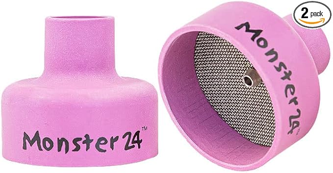 Monster #24 Ceramic Alumina TIG Cup Gas Nozzle for Welding Torch, 1.5" Orifice x 1" Long - 2 Pack