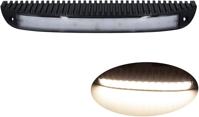 Raycharm 15.4" RV Low-Profile LED Work Light Fixture, 40° Down Angle Focused Flood Beam, 3000K Warm-White, High Light-Output Low Ampere, Aluminum Housing Black Finish, 12V/24V, 1-Pack