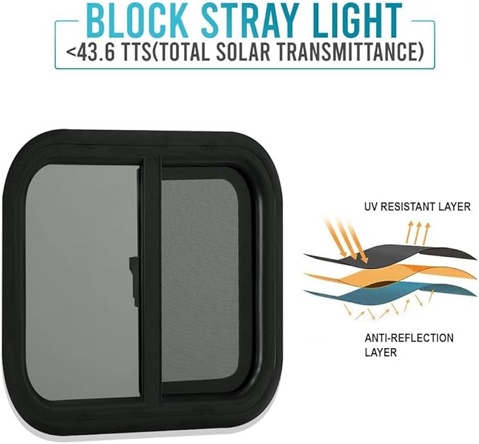 ProFlex RV Horizontal Sliding Window 24" W x 22" H – Heavy Duty Ultra Thick 5mm Tempered Glass, RV Camper Windows Replacement with Trim for 1-1/2’’ Wall Thickness – Easy Installation, DOT Certified