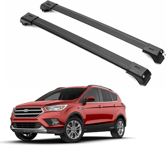 ERKUL Roof Rack Cross Bars for Ford Escape 2013-2019 | Aluminum Crossbars with Anti Theft Lock for Rooftop | Compatible with Raised Rails - Black